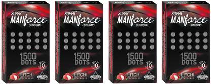 MANFORCE Extra Dotted Condoms, Litchi Flavoured 10 x Pack of 4 Condom