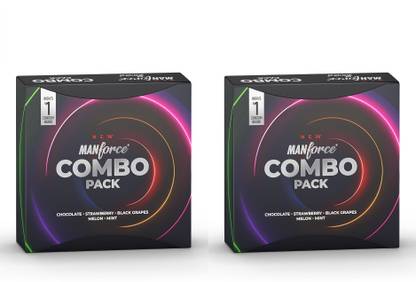 MANFORCE Combo Lubricated Dotted Condom | Assorted Flavors x Pack of 2 Condom