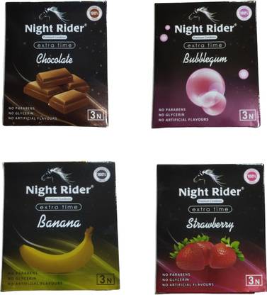 NIGHT RIDER Combo Pack Extra Time Premium Quality Condoms 24 pcs (Pack of 8) Condom