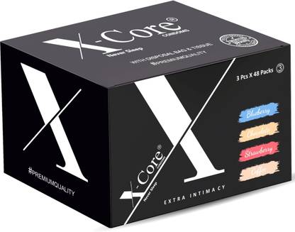 X-Core Extra Dotted Lubricated Flavoured Condom Combo Pack for Men Mix Flavour 48 Box Condom