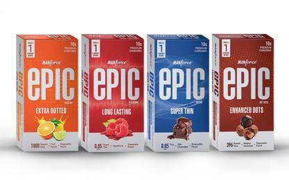 MANFORCE Epic Pack, Multi Flavour 10s(Pack of 4) Condom