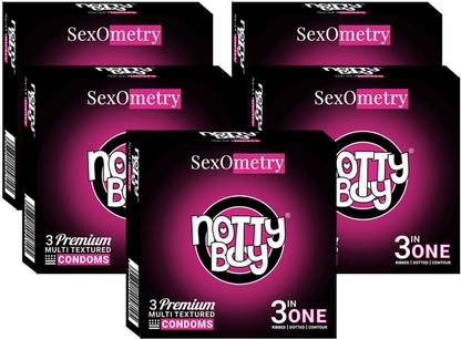 NottyBoy 3 in One Ribbed and Dotted Condom