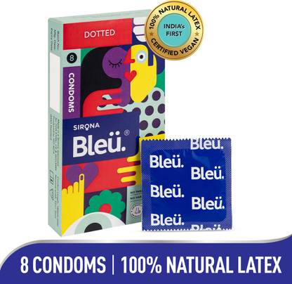 Bleu Extra Dotted Condoms for Men | 100% Natural Latex, Vegan & Toxin Free Condom
