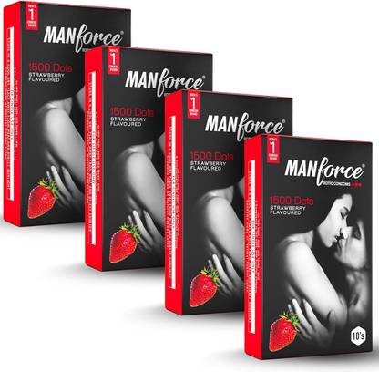 MANFORCE XOTIC CANDOMS 1500 DOTS STRAWBERRY FLAVOURED Condom