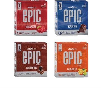 MANFORCE Epic Long Lasting , Super Thin , Extra Dotted Condom