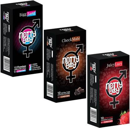 NottyBoy RIBBED DOTTED EXTRA TIME + 2 FLAVOUR COMBO Condom