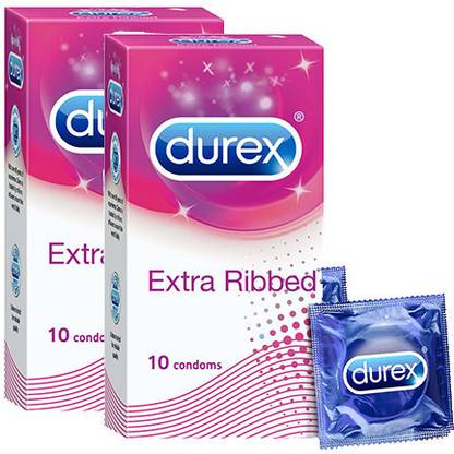 ड्यूरेक्स Extra Ribbed Condoms for Men - 10 Count Pack of 2 कंडोम