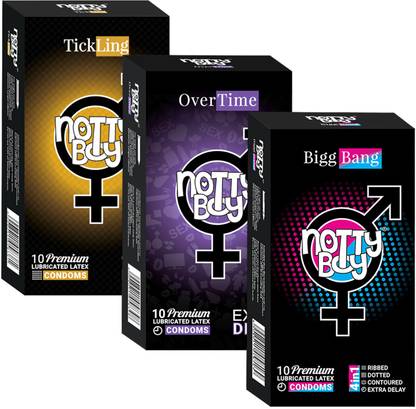 NottyBoy EXTRA TIME, EXTRA RIBS, EXTRA DOTS Combo Pack Condom
