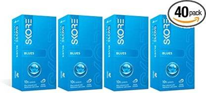SKORE Condom Blues Coloured Condoms - 10'S, Pack of 4 Condom