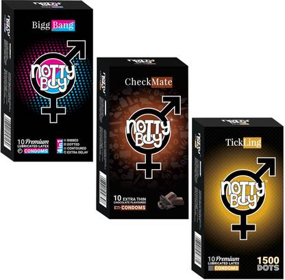 NottyBoy Extra Dotted, Chocolate and Delay Dots Ribs Pleasure Fit Condom