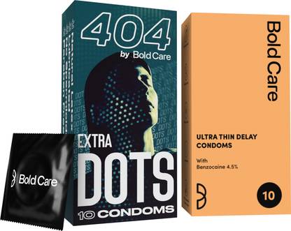 Bold Care 404 Extra Dots Condoms+Ultra Thin Climax Delay Lubricated Natural Latex Condom