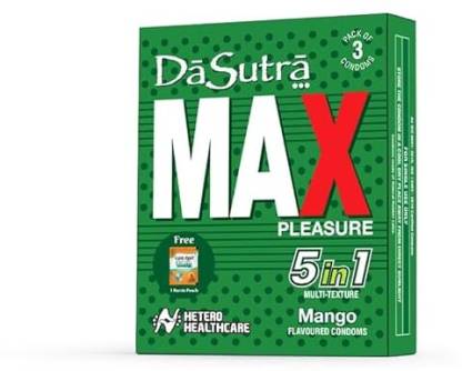 Da Sutra Max Pleasure Condoms 3's Pack - With 396 dots | 5 in1 multi-textured condoms Condom