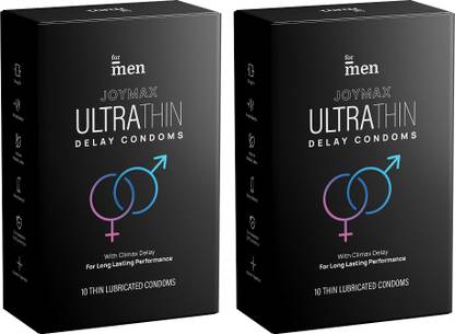 Formen Joymax Ultra Thin Condoms For Men|10-Count With Disposable Pouches|Natural Latex Condom