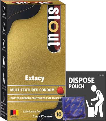 Stout Multitextured Strawberry Extacy Condom for Men Lubricate,Dotted,Ribbed,Contoured Condom