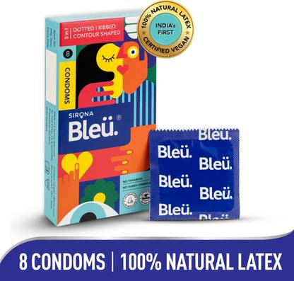 Bleu 3-In-1 Condoms for Men & Women | 100% Natural Latex, Vegan & Toxin Free Condom