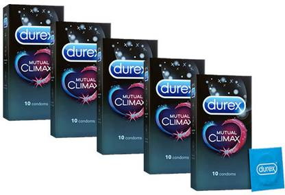 DUREX Mutual Climax Condoms for Men & Women - 10 Count Pack Of 5 Condom