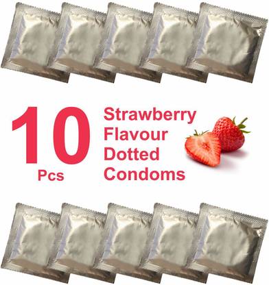 eyurva 10 pcs dotted condoms combo | strawberry flavored dotted condom Condom