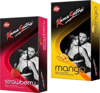 Kamasutra Strawberry And Mango Flavoured Condoms for Men 10 Count Condom