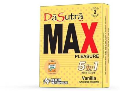 Da Sutra Max Pleasure Condoms 3's Pack - With 396 dots | 5 in1 multi-textured condoms Condom