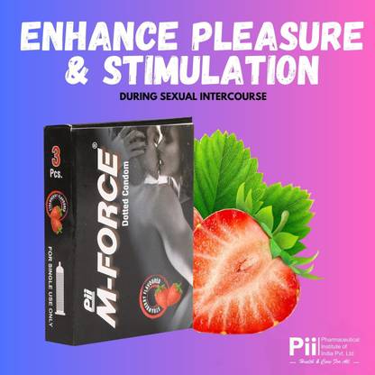 M-Force FLAVOURED CONDOMS (SET OF 12, 36S, STRAWBERRY FLAVOURED) Condom