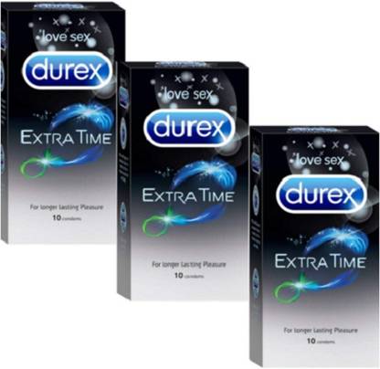 DUREX Condoms Extra Time For Long Lasting Pleasure Men, 30 Sheet (Pack of 3) Condom