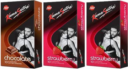 Kamasutra Chocolate And Strawberry 2 Flavoured Dotted Condom