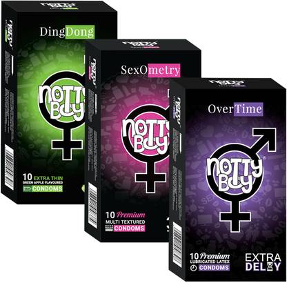 NottyBoy Extra Time Ribbed and Dotted Combo Pack Condom