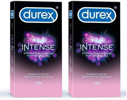 DUREX Intense Stimulating Condoms with Desirex Gel, 20 Sheets (Pack of 2) IN18 Condom