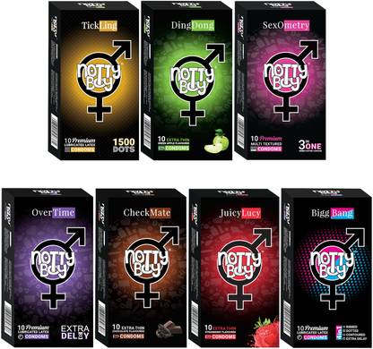 NottyBoy Honeymoon Package Extra Dotted, Ribbed, Contour, Extra Time and Flavoured Condom