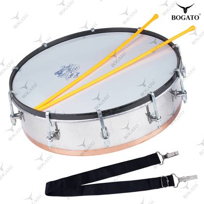 BOGATO™ 100% Stainless Steel Tasha Drum with Stick, Copper Tasha, Steel Dholak, Tasha Dhol, Tasha musical instrument, Drum musical instrument [13 inch] Conga