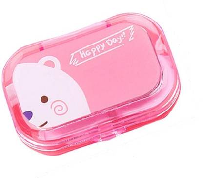 Mopslik Mini Transparent Fiber Plastic Travel Contact Lens Case Storage Box ( Pink )