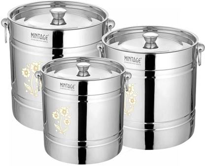 Mintage Stainless Steel Grocery Container  - 8 L, 9.5 L, 12 L