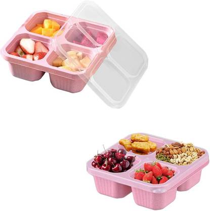 Masox Store Snack Box Divided Food Container for Candy Pasta Dried Fruits Dishwasher Safe U1 4 Containers Plastic School Lunch Box