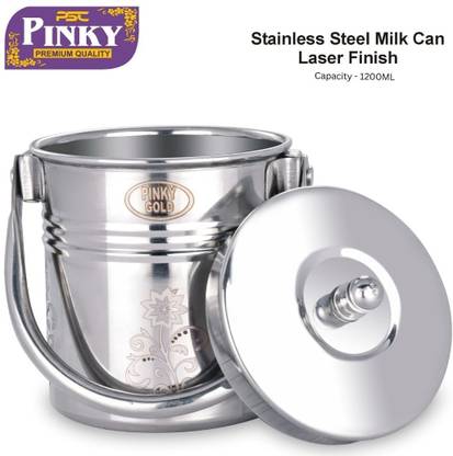 Pinky premium quality Stainless Steel Milk Container 1200ML Laser design container