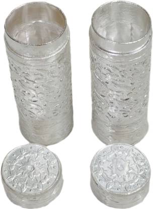 90 Degree Silver Chunauti White Chuna Tobacco Dabbi 1 Side opening Chuna Tamaku Container.  - 75 g