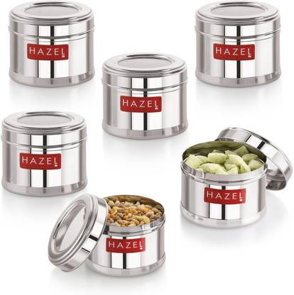 HAZEL Masala Box with Airtight Lid Stainless Steel Top See Through Storage Containers - 300 ml