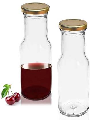 Artifice 200 ml Glass Bottles for Milk, Juice with Rust Proof & Airtight Cap (Set of 2) 200 ml Bottle