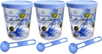 Pack of 3 Plastic Grocery Container  - 750 ml Seema Kitchenware Blue