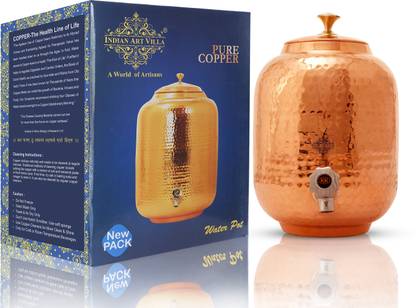 IndianArtVilla Water Dispenser Pot Tank  - 13000 ml तांबा ग्रोसरी कंटेनर