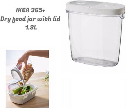 IKEA Digital Shoppy Dry food jar with lid, transparent/white, 1.3 Storage Box