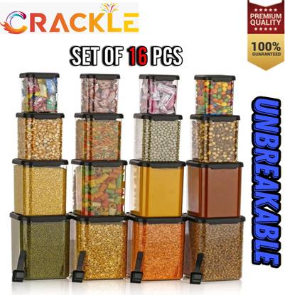 Crackle Plastic Grocery Container  - 1450 ml, 950 ml, 650 ml, 350 ml