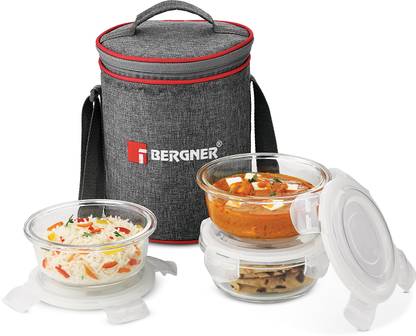 BERGNER Fresh Lunch Premium 3 Containers with Bag | For Office, School 3 Containers Lunch Box