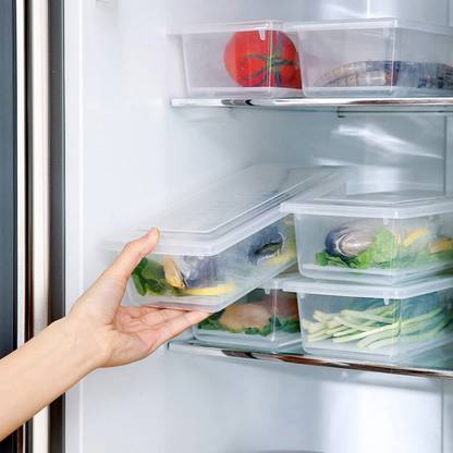 prayati Plastic 6pcs Fridge Storage Basket Box Freezer Containers Food Dry Fruit Vegetables 1.5L Storage Basket