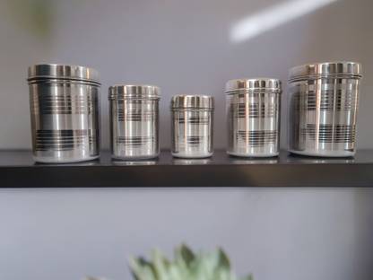 Tactware Steel Grocery Container - 250, 400, 500, 750, 1000 (Pack of 5, Silver) 8186  - 250 ml, 400 ml, 500 ml, 750 ml, 1000 ml