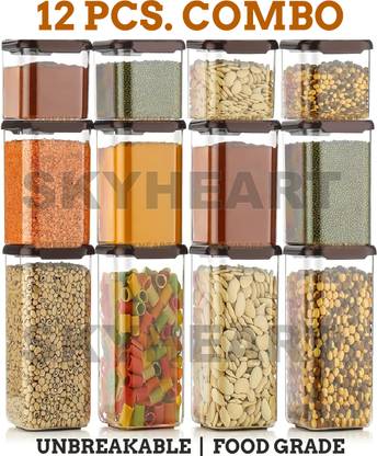 SKYHEART Plastic Grocery Container  - 1500 ml, 1100 ml, 550 ml