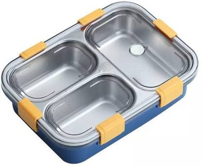 RBGIIT Leakage Proof Stainless Steel 3 Compartment Lunch Box 3 Containers Lunch Box