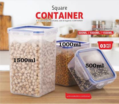 Ekta Product Plastic Grocery Container  - 500 ml, 1000 ml, 1500 ml