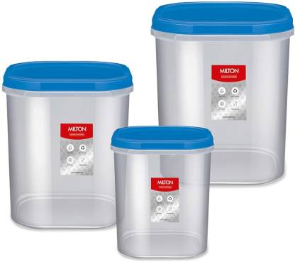 MILTON Plastic Grocery Container – 6 L, 8 L, 12 L  (Pack of 3, Blue)