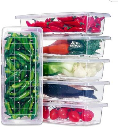 Flipkart SmartBuy Plastic Fridge Container  - 1500 ml  (Pack of 6, Clear)