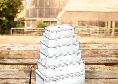 Eos Plastic Utility Container - 230 ml, 410 ml, 726 ml, 1270 ml, 2070 ml, 3153 ml  (Pack of 6, White)